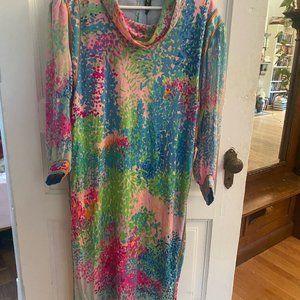 Vintage 1970s Leonard Paris Garden Print Floral Dress